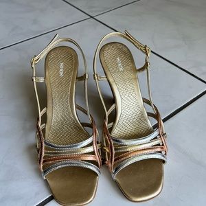 Metallic small wedge heels. Worn once.